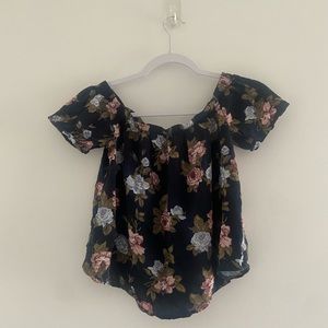 Abercrombie & Fitch | Blue Floral Blouse w/light Pink and Blue Flowers